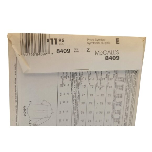 McCalls Sewing Pattern 8409 Mens Western Style Button-Up Shirts Size Z (Xlg-Xxl- - Picture 7 of 7